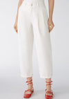 Oui Tapered Fit Cropped Trousers, Off White
