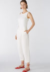 Oui Tapered Fit Cropped Trousers, Off White