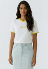 Oui Embroidered Logo with Bead Detail T-Shirt, White