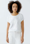 Oui Metallic Graphic Print T-Shirt, White