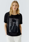 Oui Rhinestone Graphic Print T-Shirt, Washed Black
