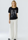 Oui Rhinestone Graphic Print T-Shirt, Washed Black