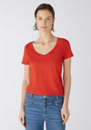 Oui Cari V Neck Top, Aura Red