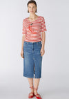 Oui Sequin Chilli Striped T-Shirt, Red