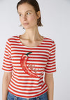 Oui Sequin Chilli Striped T-Shirt, Red
