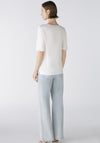 Oui Graphic Flower Stitch Trim T-Shirt, White