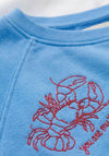 Oui Summer Print with Contrasting Embroidery T-Shirt, Blue