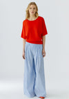 Oui Boat Neckline Relaxed Top, Red