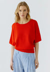 Oui Boat Neckline Relaxed Top, Red