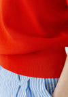 Oui Boat Neckline Relaxed Top, Red