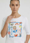 Oui Beach Print Graphic T-Shirt, White Multi