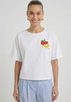 Oui Emboridered Detail Basic T-Shirt, White