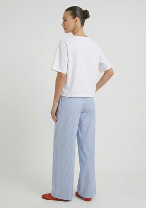 Oui Emboridered Detail Basic T-Shirt, White