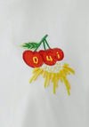 Oui Emboridered Detail Basic T-Shirt, White