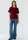 Oui Sveha Round Neck T-Shirt, Berry Wine