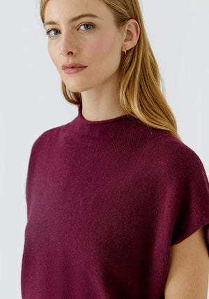 Oui Wool Blend Short Sleeve Sweater, Wine