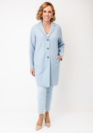 Oui Mayson Boiled Wool Jacket, Light Blue