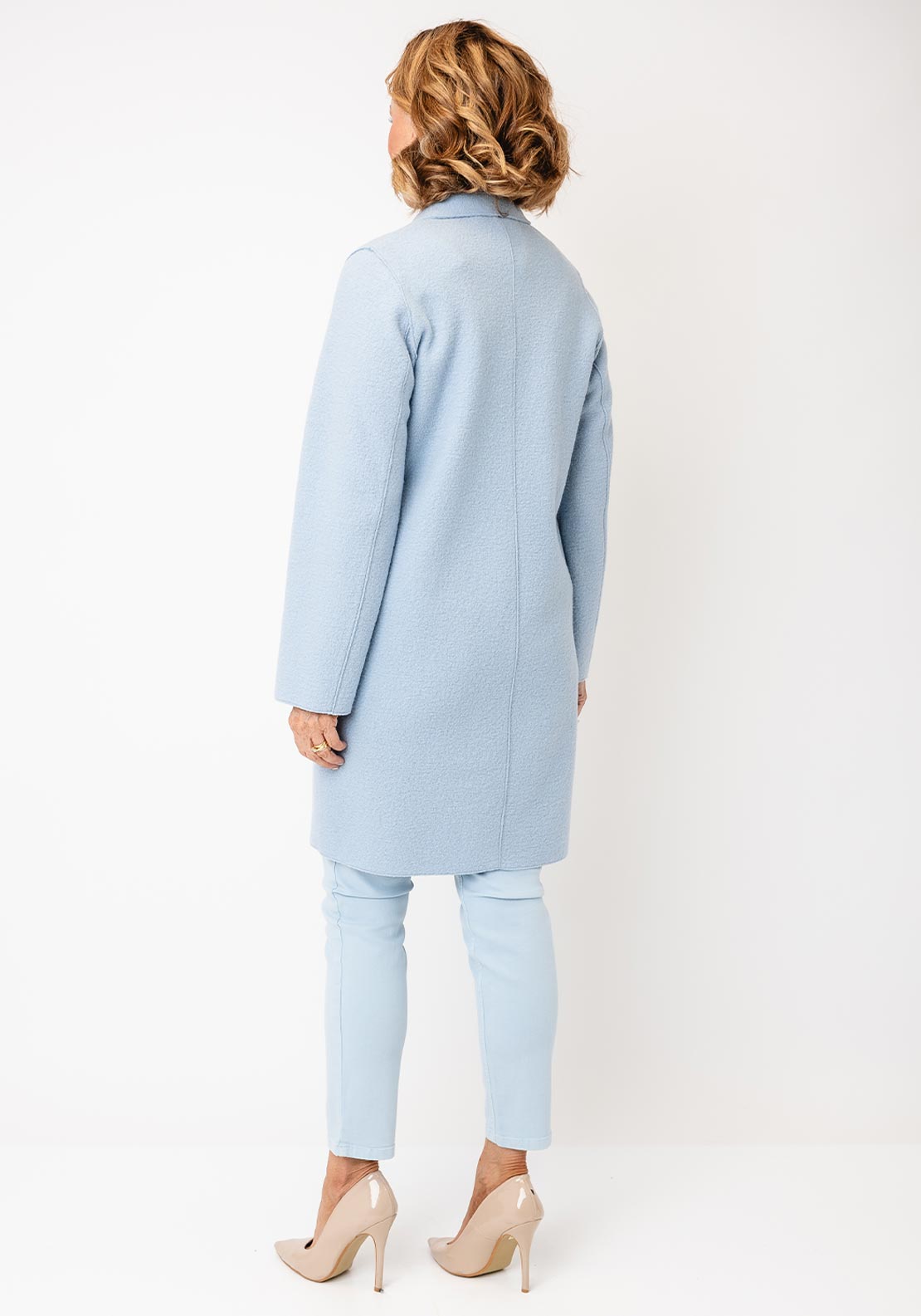 Oui Mayson Boiled Wool Jacket, Light Blue