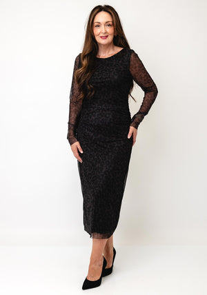 Oui Leopard Print Midi Dress, Black Multi
