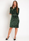 Oui High Neck Sequin Knee Length Dress, Green