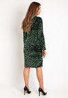 Oui High Neck Sequin Knee Length Dress, Green