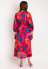 Oui Floral Print V Neck Long Cotton Dress, Pink Multi