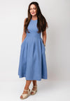 Oui Linen Sleeveless Aline Midi Dress, Blue
