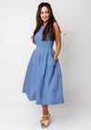 Oui Linen Sleeveless Aline Midi Dress, Blue