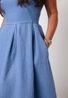 Oui Linen Sleeveless Aline Midi Dress, Blue