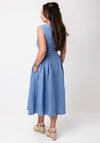 Oui Linen Sleeveless Aline Midi Dress, Blue