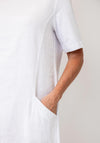 Oui Ribbed Neck Linen Dress, White