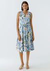 Oui Floral Pleated Midi Dress, Blue