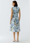 Oui Floral Pleated Midi Dress, Blue