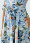 Oui Floral Pleated Midi Dress, Blue