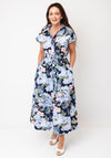 Oui Button Up Floral Print Maxi Dress, Navy Multi