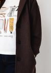 Oui Longline Wool Coat, Brown