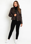 OUI Genuine Leather Biker Jacket, Dark Brown