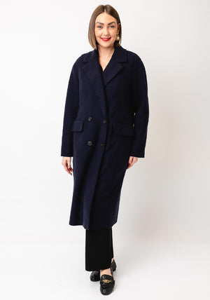 OUI Wooly Long Coat, Navy