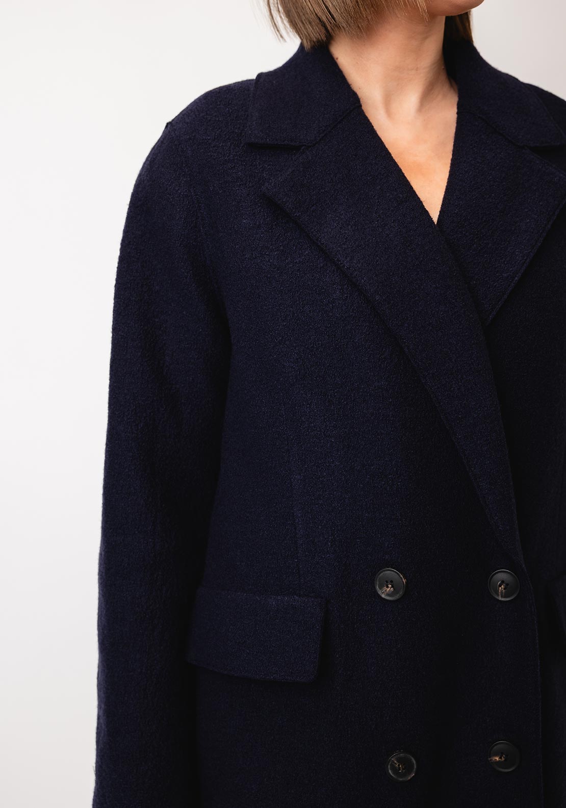 OUI Wooly Long Coat, Navy