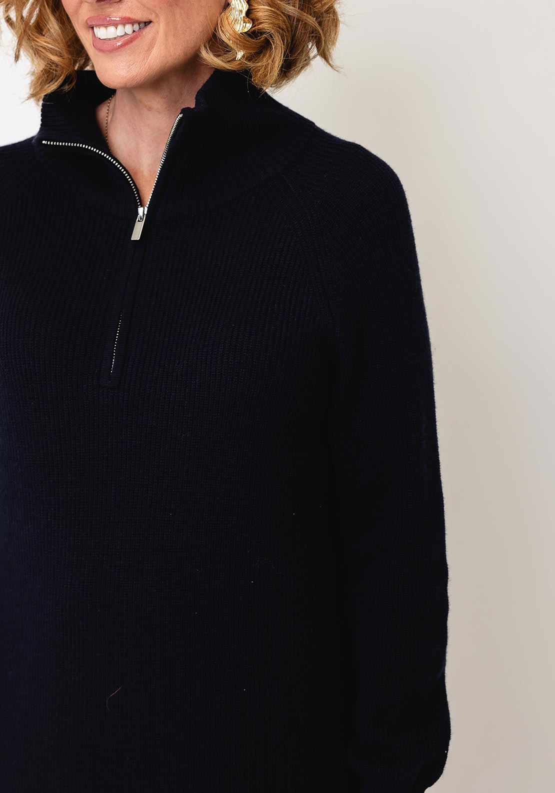 Oui Funnel Neck Jumper Dress, Navy