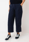 Oui Wide Leg Linen Trousers, Navy