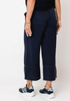 Oui Wide Leg Linen Trousers, Navy