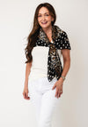 Oui Animal Print and Polka Dot Scarf, Black Multi