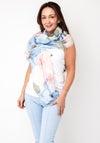 Oui Floral Print Scarf, Blue Multi