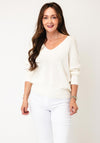Oui Cotton V Neck Knit Jumper, Cream