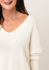 Oui Cotton V Neck Knit Jumper, Cream
