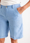 Oui Bermuda Pure Linen Shorts, Light Blue