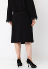 Oui Sequin Fringe Trim Wrap Midi Skirt, Black