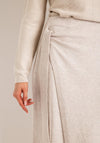 Oui Wrap Wool Blend Knitted Midi Skirt, Light Beige