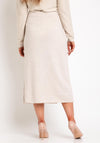 Oui Wrap Wool Blend Knitted Midi Skirt, Light Beige
